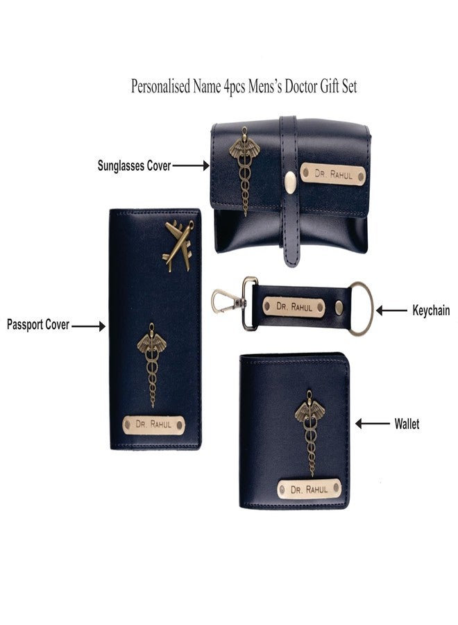 AICA Personalised Name Doctor Dr Leather Wallet Gift Set for Men (Navy Blue) - Image 3